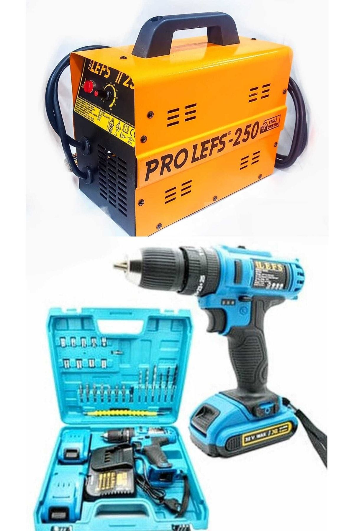 PRO LEFS 250 Amper Kaynak Makinesi Ve 32 V Şarjı Matkap Vidalama Ikili Set